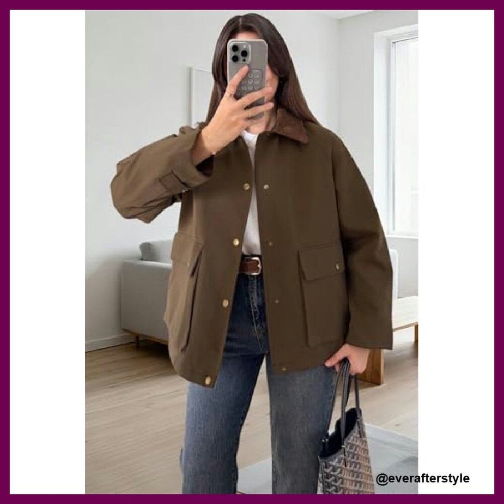 Casual Cargo Jacket Lightweight Button Front Long… - image 4